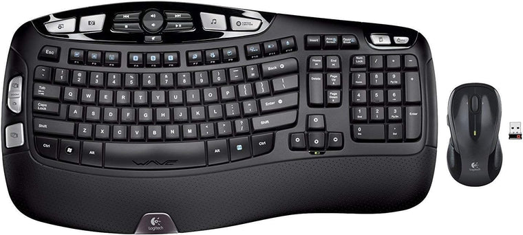 Logitech MK550 Wireless Keyboard and Mouse Combo with K350 Wave Keyboard, Ergonomic Design and Long Battery Life
